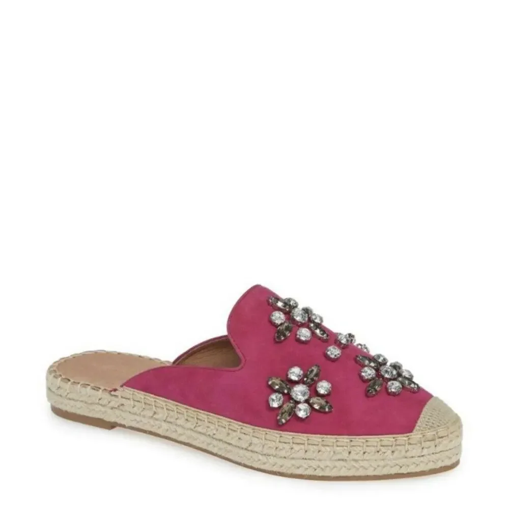 NEW Halogen Blythe Espadrille Mule Women's Size 7M Fuschia Suede Embellished